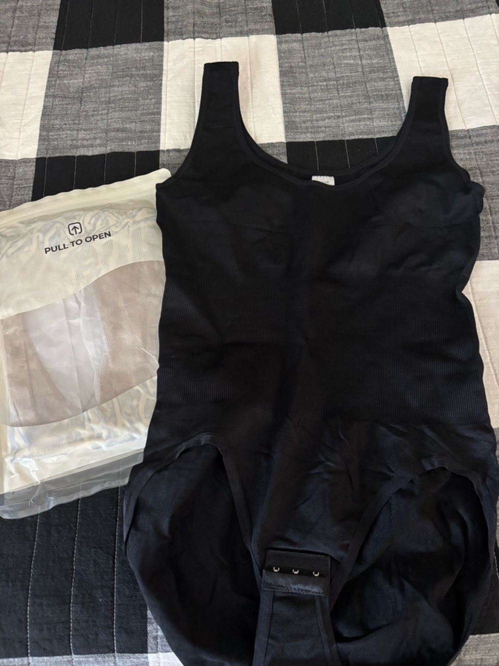 Black and Beige Shapewear Bodysuit